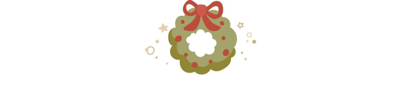Illustration mit Weihnachtskranz